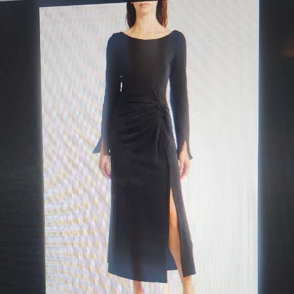 Free People Dresses & Skirts - Free People Black Love And Be Loved  Dress with Bell Sleeves and Slit Size Xl